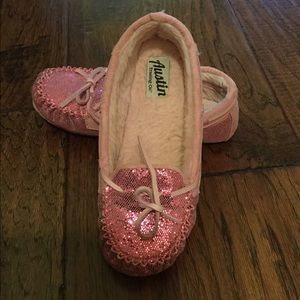 Pink sequin slippers